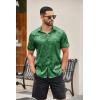 imageCOOFANDY Mens Silk Button Down Short Sleeve Shirt Satin Dress Shirts Summer Beach Wedding Shirt03 Deep Green