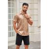 imageCOOFANDY Mens Silk Button Down Short Sleeve Shirt Satin Dress Shirts Summer Beach Wedding ShirtKhaki