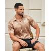 imageCOOFANDY Mens Silk Button Down Short Sleeve Shirt Satin Dress Shirts Summer Beach Wedding ShirtKhaki