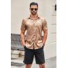imageCOOFANDY Mens Silk Button Down Short Sleeve Shirt Satin Dress Shirts Summer Beach Wedding ShirtKhaki