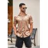 imageCOOFANDY Mens Silk Button Down Short Sleeve Shirt Satin Dress Shirts Summer Beach Wedding ShirtKhaki
