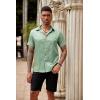 imageCOOFANDY Mens Silk Button Down Short Sleeve Shirt Satin Dress Shirts Summer Beach Wedding ShirtLight Green