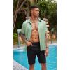 imageCOOFANDY Mens Silk Button Down Short Sleeve Shirt Satin Dress Shirts Summer Beach Wedding ShirtLight Green