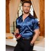 imageCOOFANDY Mens Silk Button Down Short Sleeve Shirt Satin Dress Shirts Summer Beach Wedding ShirtNavy Bluepure