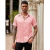 imageCOOFANDY Mens Silk Button Down Short Sleeve Shirt Satin Dress Shirts Summer Beach Wedding ShirtPink