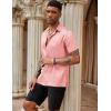 imageCOOFANDY Mens Silk Button Down Short Sleeve Shirt Satin Dress Shirts Summer Beach Wedding ShirtPink