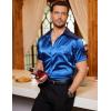 imageCOOFANDY Mens Silk Button Down Short Sleeve Shirt Satin Dress Shirts Summer Beach Wedding ShirtRoyal Bluepure