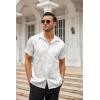 imageCOOFANDY Mens Silk Button Down Short Sleeve Shirt Satin Dress Shirts Summer Beach Wedding ShirtWhite