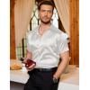 imageCOOFANDY Mens Silk Button Down Short Sleeve Shirt Satin Dress Shirts Summer Beach Wedding ShirtWhitepure
