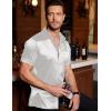 imageCOOFANDY Mens Silk Button Down Short Sleeve Shirt Satin Dress Shirts Summer Beach Wedding ShirtWhitepure