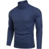 imageCOOFANDY Mens Slim Fit Turtleneck Sweater Casual Knitted Twisted Pullover Solid SweatersColorful Blue