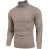 imageCOOFANDY Mens Slim Fit Turtleneck Sweater Casual Knitted Twisted Pullover Solid SweatersColorful Brown