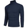 imageCOOFANDY Mens Slim Fit Turtleneck Sweater Casual Knitted Twisted Pullover Solid SweatersDark Blue