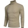 imageCOOFANDY Mens Slim Fit Turtleneck Sweater Casual Knitted Twisted Pullover Solid SweatersKhaki