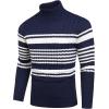 imageCOOFANDY Mens Slim Fit Turtleneck Sweater Casual Knitted Twisted Pullover Solid SweatersNavy BlueWhite Stripes