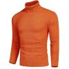 imageCOOFANDY Mens Slim Fit Turtleneck Sweater Casual Knitted Twisted Pullover Solid SweatersOrange