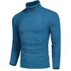 imageCOOFANDY Mens Slim Fit Turtleneck Sweater Casual Knitted Twisted Pullover Solid SweatersPeacock Blue