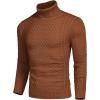imageCOOFANDY Mens Slim Fit Turtleneck Sweater Casual Knitted Twisted Pullover Solid SweatersRed Bronze