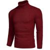 imageCOOFANDY Mens Slim Fit Turtleneck Sweater Casual Knitted Twisted Pullover Solid SweatersWine Red