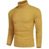 imageCOOFANDY Mens Slim Fit Turtleneck Sweater Casual Knitted Twisted Pullover Solid SweatersYellow