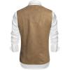 imageCOOFANDY Mens Suede Leather Vest Cowboy Western Waistcoat Casual Slim Fit Suit VestKhaki With Pattern