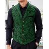 imageCOOFANDY Mens Suit Vest Paisley Floral Victorian Vests Gothic Steampunk Formal Waistcoat Tuxedo Vests with Notched LapelsGreen