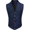imageCOOFANDY Mens Suit Vest Paisley Floral Victorian Vests Gothic Steampunk Formal Waistcoat Tuxedo Vests with Notched LapelsNavy Blue