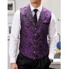 imageCOOFANDY Mens Suit Vest Paisley Floral Victorian Vests Gothic Steampunk Formal Waistcoat Tuxedo Vests with Notched LapelsPurple