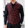 imageCOOFANDY Mens Suit Vest Paisley Floral Victorian Vests Gothic Steampunk Formal Waistcoat Tuxedo Vests with Notched LapelsWine Red