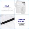 imageCOOFANDY Mens Sweat Shorts 2 Pack 7quot Gym Workout Drawstring Jogger Shorts with PocketsBlackno LiningWhite2 in 1