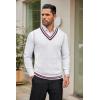 imageCOOFANDY Mens Sweater Vest V Neck Casual Sleeveless Pullover Striped Cable Knit Sweater VestAll White