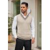 imageCOOFANDY Mens Sweater Vest V Neck Casual Sleeveless Pullover Striped Cable Knit Sweater VestBrown  Khaki Stripe