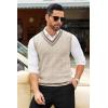 imageCOOFANDY Mens Sweater Vest V Neck Casual Sleeveless Pullover Striped Cable Knit Sweater VestBrown  Khaki Stripe