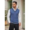 imageCOOFANDY Mens Sweater Vest V Neck Casual Sleeveless Pullover Striped Cable Knit Sweater VestDark Blue