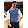 imageCOOFANDY Mens Sweater Vest V Neck Casual Sleeveless Pullover Striped Cable Knit Sweater VestDark Blue