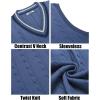 imageCOOFANDY Mens Sweater Vest V Neck Casual Sleeveless Pullover Striped Cable Knit Sweater VestDark Blue