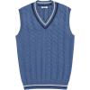 imageCOOFANDY Mens Sweater Vest V Neck Casual Sleeveless Pullover Striped Cable Knit Sweater VestDark Blue