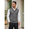 imageCOOFANDY Mens Sweater Vest V Neck Casual Sleeveless Pullover Striped Cable Knit Sweater VestDark Grey