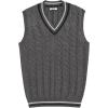 imageCOOFANDY Mens Sweater Vest V Neck Casual Sleeveless Pullover Striped Cable Knit Sweater VestDark Grey