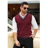imageCOOFANDY Mens Sweater Vest V Neck Casual Sleeveless Pullover Striped Cable Knit Sweater VestDark Red