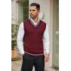 imageCOOFANDY Mens Sweater Vest V Neck Casual Sleeveless Pullover Striped Cable Knit Sweater VestDark Red