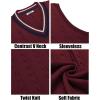 imageCOOFANDY Mens Sweater Vest V Neck Casual Sleeveless Pullover Striped Cable Knit Sweater VestDark Red