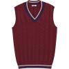 imageCOOFANDY Mens Sweater Vest V Neck Casual Sleeveless Pullover Striped Cable Knit Sweater VestDark Red