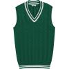 imageCOOFANDY Mens Sweater Vest V Neck Casual Sleeveless Pullover Striped Cable Knit Sweater VestGreen  White Stripe