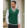 imageCOOFANDY Mens Sweater Vest V Neck Casual Sleeveless Pullover Striped Cable Knit Sweater VestGreen  White Stripe