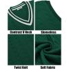 imageCOOFANDY Mens Sweater Vest V Neck Casual Sleeveless Pullover Striped Cable Knit Sweater VestGreen  White Stripe