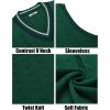 imageCOOFANDY Mens Sweater Vest V Neck Casual Sleeveless Pullover Striped Cable Knit Sweater VestGreen