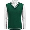 imageCOOFANDY Mens Sweater Vest V Neck Casual Sleeveless Pullover Striped Cable Knit Sweater VestGreen
