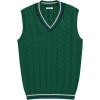 imageCOOFANDY Mens Sweater Vest V Neck Casual Sleeveless Pullover Striped Cable Knit Sweater VestGreen