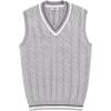 imageCOOFANDY Mens Sweater Vest V Neck Casual Sleeveless Pullover Striped Cable Knit Sweater VestLight Grey